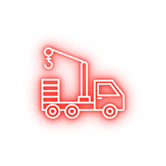 crane truck neon icon