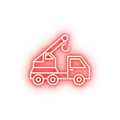 crane vehicle neon icon