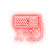 Computer keyboard mouse neon icon