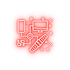 Computer connection device neon icon