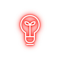 Light bulb plant neon icon