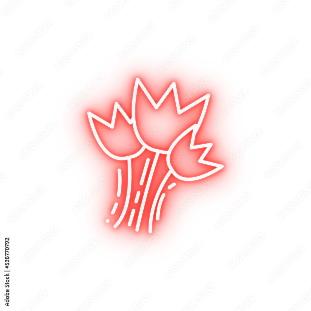 Sticker flowers neon icon