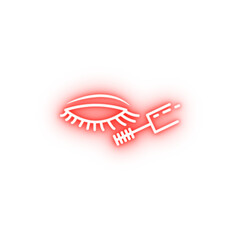 carcasses on eyelashes neon icon