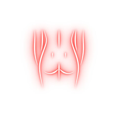 butt back female body hand drawn neon icon
