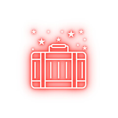 Bag travel luggage neon icon