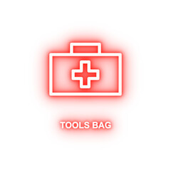 medicine tools bag simple line neon icon