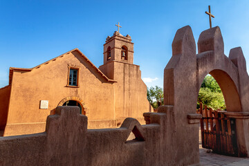 Fototapeta premium Adobe catholic Church of San Pedro de Atacama, Northern Chile