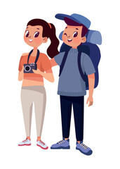 tourists couple with camera