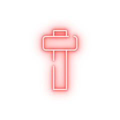 hammer for wood neon icon
