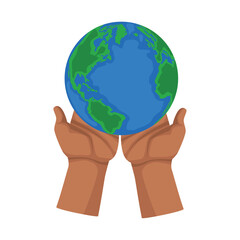 hands lifting planet earth