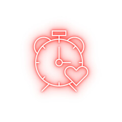 Clock alarm heart neon icon