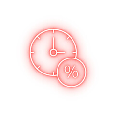 Per- cent time clock neon icon