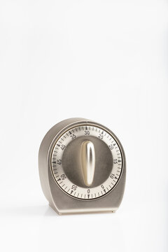 An Angle View Of A Timer With The Dial At 30 Seconds Or 30 Minutes On A White Background