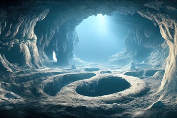 3D rendering alien underground cave