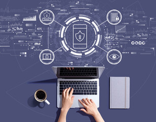 Data Privacy concept with person using a laptop