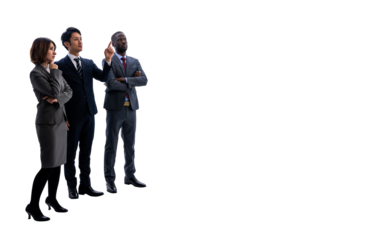 Multinational business group having a meeting. Background transparent PNG. Clipped photo.