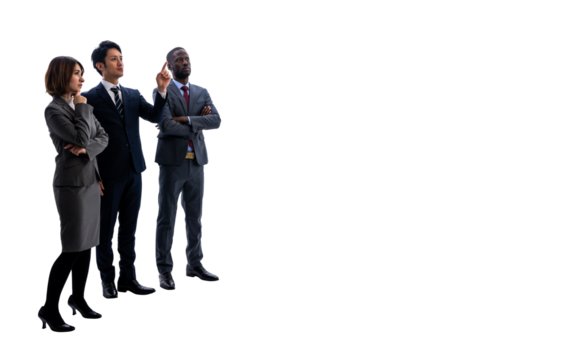 Multinational business group having a meeting. Background transparent PNG. Clipped photo. - Powered by Adobe