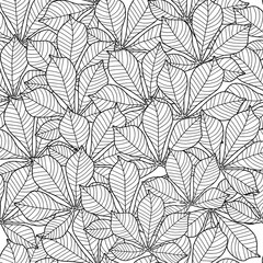 seamless pattern of contour leaves