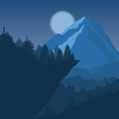 Illustration of a blue city and a sunrise. abstract background for application
