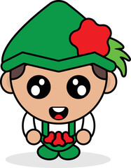 cute german country boy mascot character cartoon vector illustration