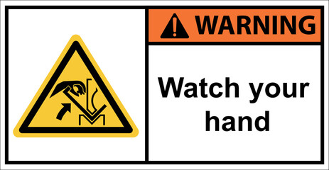 Be careful with your hands being pinched by the machine.Sign warning