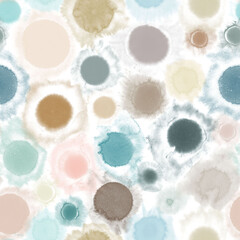 Watercolor colorful seamless pattern, painting abstract art, background, round splashes 