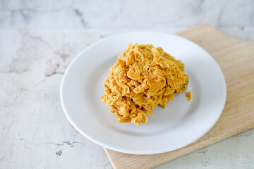Fried chicken crisp, fast food meal on a white plate 