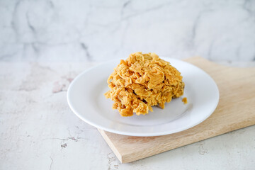 Fried chicken crisp, fast food meal on a white plate 
