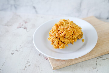 Fried chicken crisp, fast food meal on a white plate 