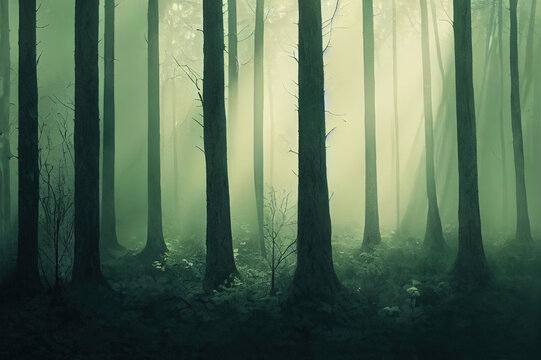light in dark forest