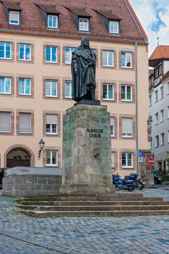 NUREMBERG, GERMANY - JULY 14, 2012: Monument to Albert Durer on the main square in Nuremberg