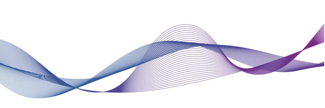 Líneas de onda vectorial suave gradiente dinámico azul púrpura rosa aislado sobre fondo blanco para el concepto de tecnología, digital, comunicación, ciencia, música