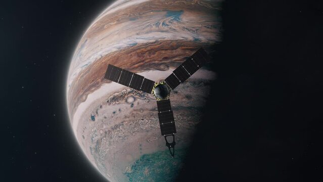 Juno Space Probe Orbiting the Gas Giant of Jupiter