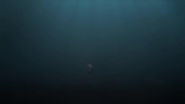 Underwater Shot of a Submarine Being Chased by a Massive Leviathan of a Fish