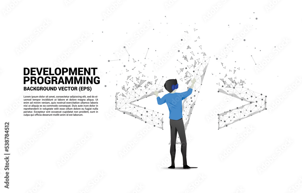 Canvas Prints silhouette man wear vr glasses software development programming tag with polygon dot connect line. c