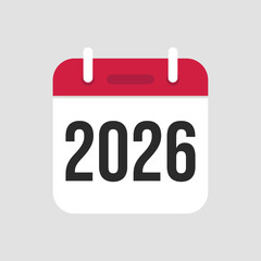 2026 Calendar icon symbol vector. - obrazy, fototapety, plakaty