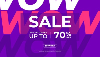WOW Online sale special offer banner template. - obrazy, fototapety, plakaty