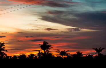 Fototapeta na wymiar sky sunset clouds, Colorful Fiery orange and red sunset sky