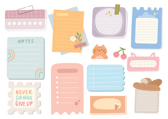 Cute hand drawn planner, journal, notepad, paper vector illustration