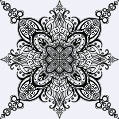 Mandala illustration Art with basic Black Outline and White Background