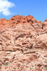 Red coloured rock formations under a blue sky, Red Rock Canyon, Las Vegas