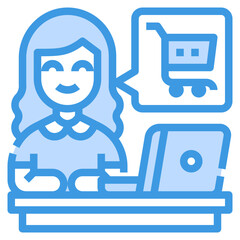 shopping online blue outline icon