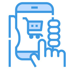 shopping online blue outline icon
