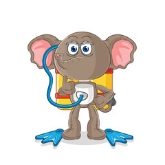elephant diver cartoon. cartoon mascot vector