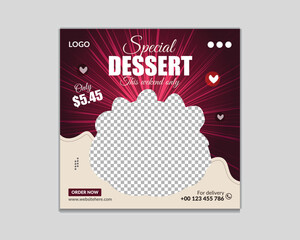 Special dessert chocolate cake social media banner post design template