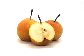 Photographic material with white background of fruit pear

