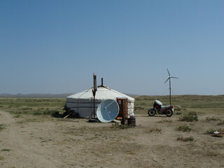 One day in the nomadic life, unknown steppe, Bulgan province, Mongolia. In the picture, there are...