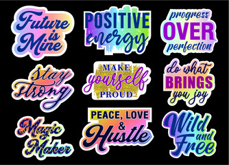 Inspirational Stickers Design Set Graphic Vector 