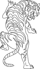 Traditional tiger vector for sticker and tattoo design on isolated background.tiger illustration design for printing on T-shirt.