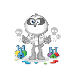 sloth mad scientist illustration. character vector